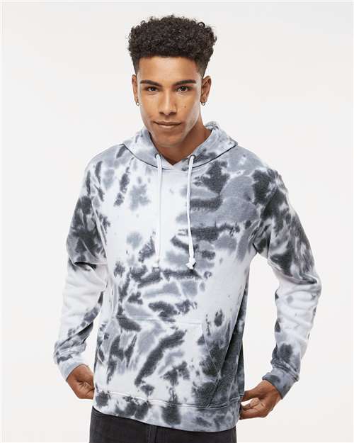J. America 8861 Men's Tie-Dyed Fleece Hooded Sweatshirt