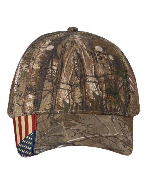 Kati - Camo Woven USA Flag Mesh Cap - LC350M