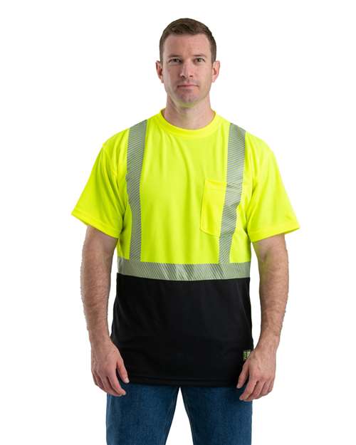 Berne Apparel - Men's Hi-Vis Class 2 Color Blocked Pocket T-Shirt - HVK017