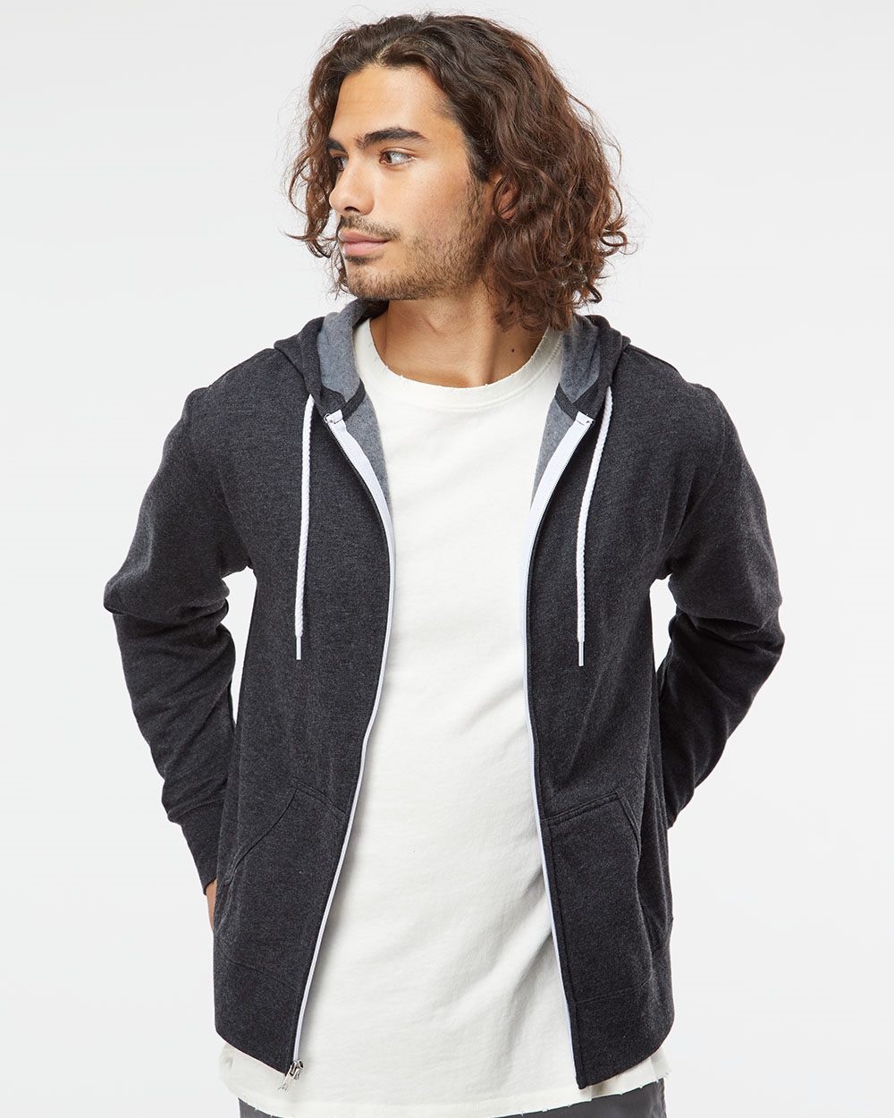 Independent Trading Co. AFX90UNZ Unisex Lightweight Full-Zip Hooded Sweatshirt