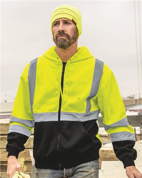 Kishigo - Unisex Hi-Vis Full-Zip Hooded Sweatshirt - JS102-103
