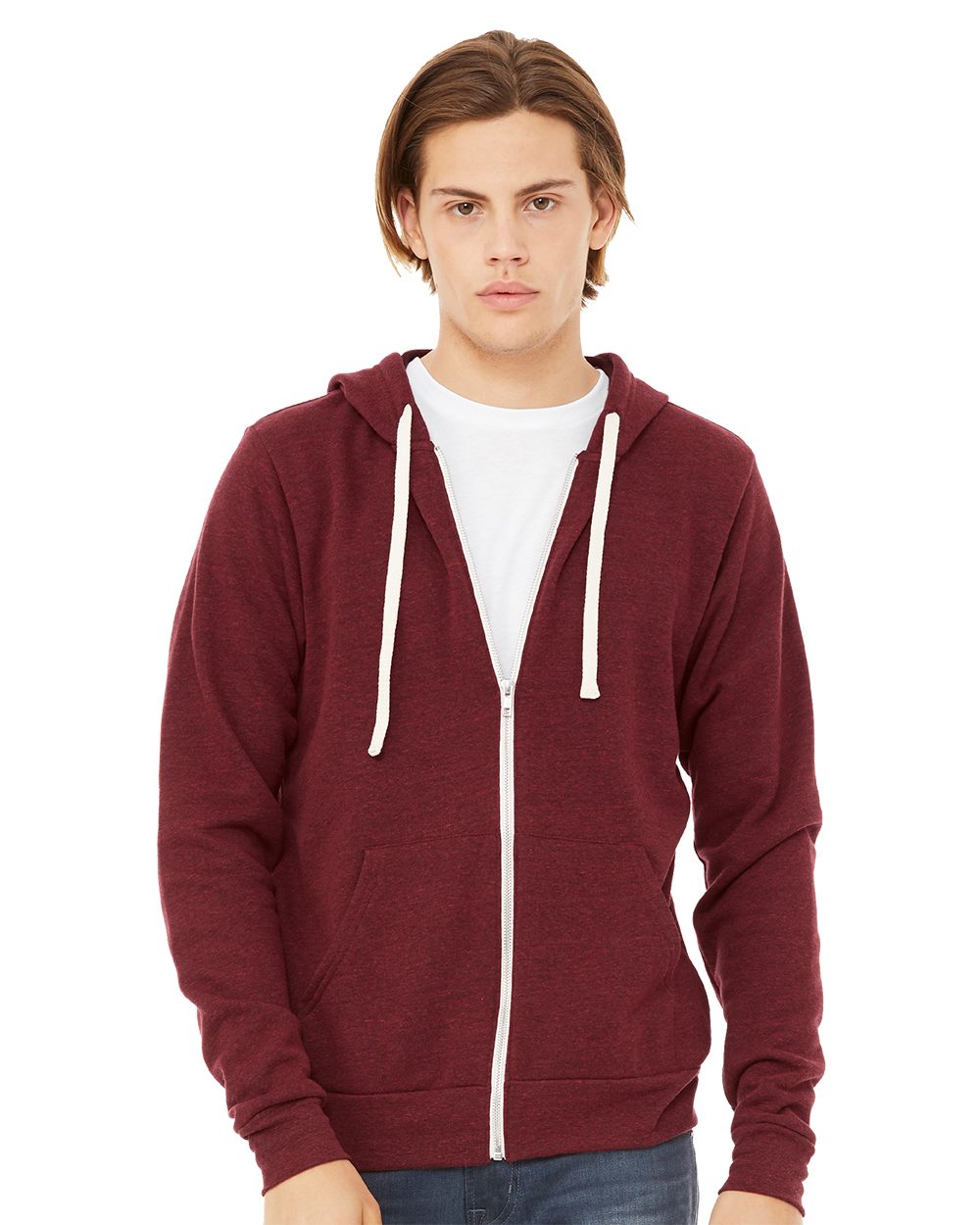 BELLA + CANVAS 3909 Unisex Triblend Sponge Fleece Full-Zip Hoodie Sweatshirt