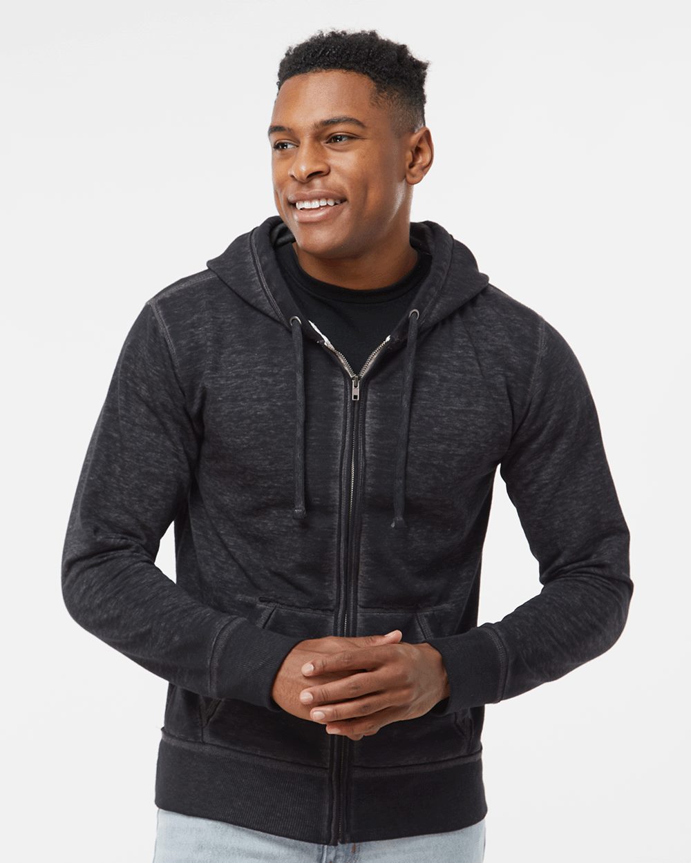 J. America 8916 Men's Vintage Zen Fleece Full-Zip Hooded Sweatshirt