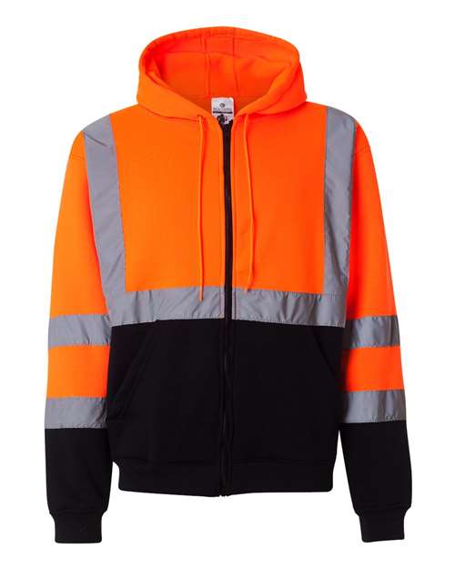 Kishigo - Unisex Hi-Vis Full-Zip Hooded Sweatshirt - JS102-103