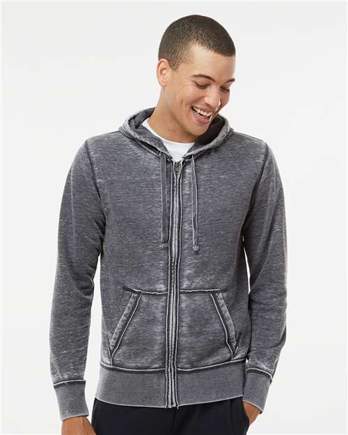 J. America 8916 Men's Vintage Zen Fleece Full-Zip Hooded Sweatshirt