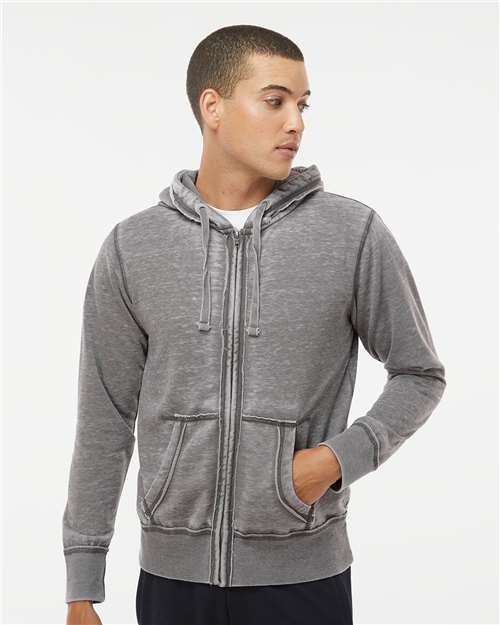 J. America 8916 Men's Vintage Zen Fleece Full-Zip Hooded Sweatshirt