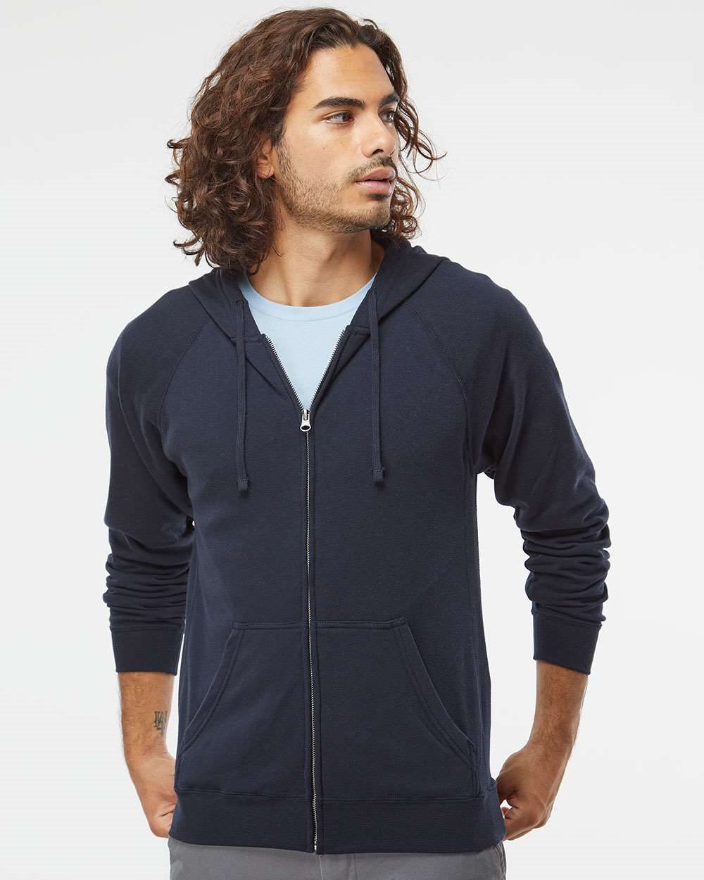 Independent Trading Co. PRM33SBZ Unisex Special Blend Raglan Full-Zip Hooded Sweatshirt