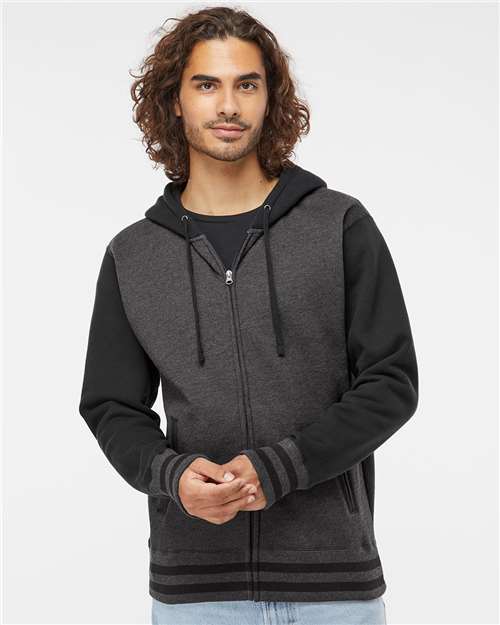 Independent Trading Co. IND45UVZ Unisex Heavyweight Varsity Full-Zip Hooded Sweatshirt