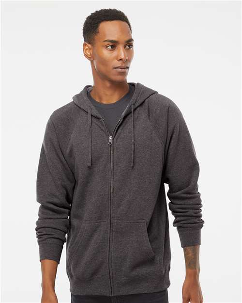 Independent Trading Co. PRM33SBZ Unisex Special Blend Raglan Full-Zip Hooded Sweatshirt