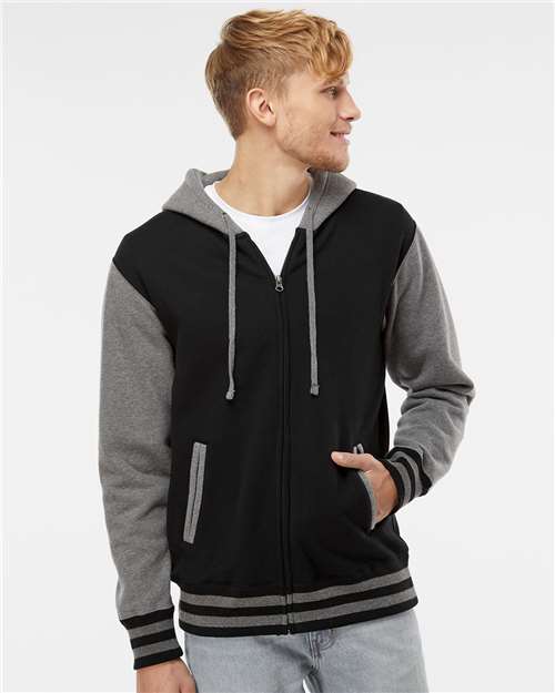 Independent Trading Co. IND45UVZ Unisex Heavyweight Varsity Full-Zip Hooded Sweatshirt