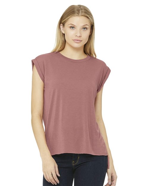 BELLA + CANVAS - Women’s Flowy Rolled Cuffs Muscle Tee - 8804