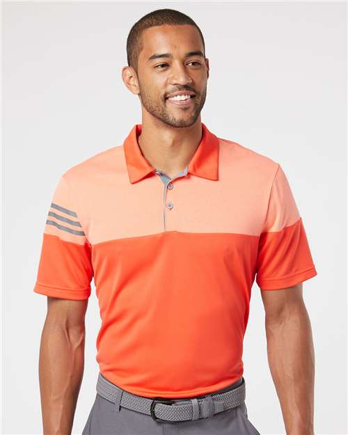 Adidas - Heathered 3-Stripes Colorblocked Polo - A213