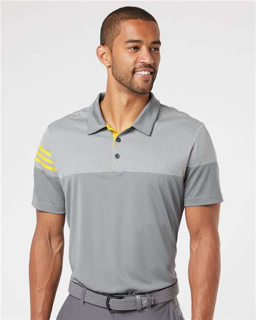 Adidas - Heathered 3-Stripes Colorblocked Polo - A213