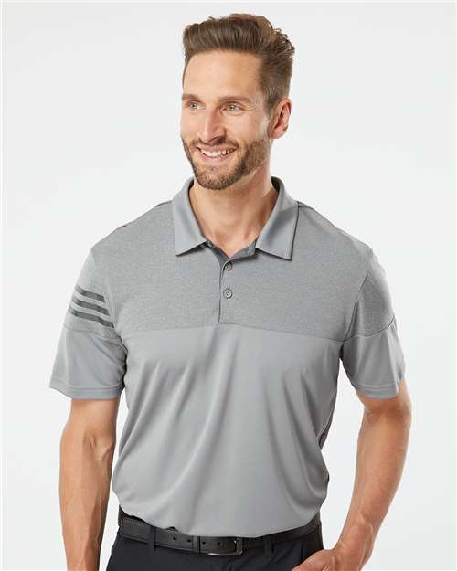 Adidas - Heathered 3-Stripes Colorblocked Polo - A213