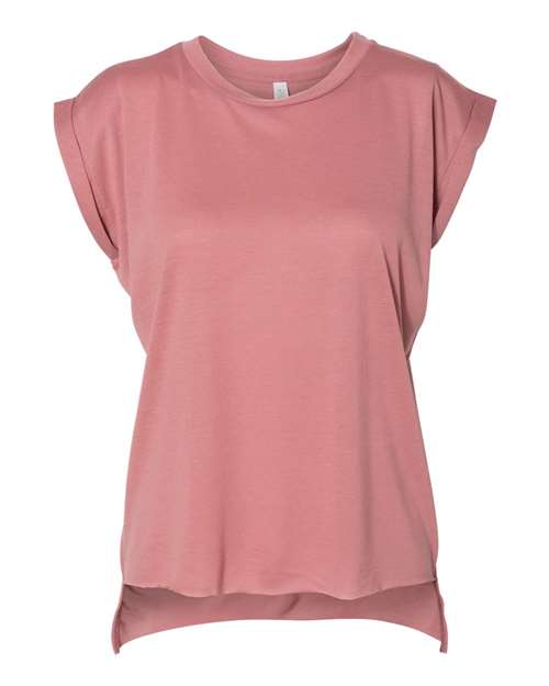 BELLA + CANVAS - Women’s Flowy Rolled Cuffs Muscle Tee - 8804