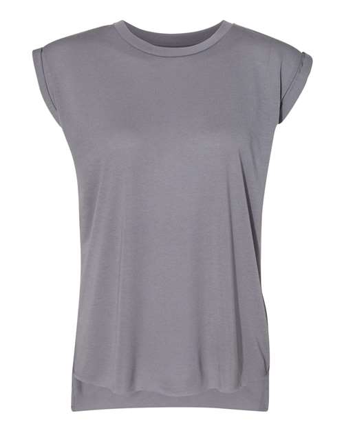 BELLA + CANVAS - Women’s Flowy Rolled Cuffs Muscle Tee - 8804