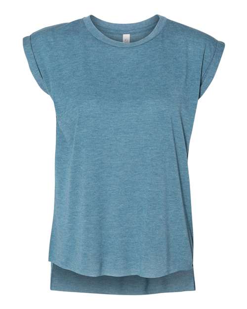 BELLA + CANVAS - Women’s Flowy Rolled Cuffs Muscle Tee - 8804