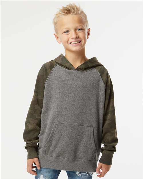 Independent Trading Co. PRM15YSB Youth Lightweight Special Blend Raglan Hooded Sweatshirt