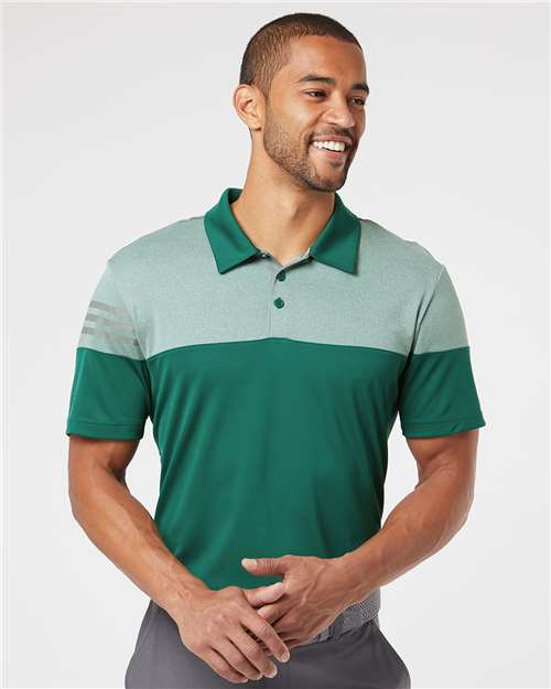 Adidas - Heathered 3-Stripes Colorblocked Polo - A213