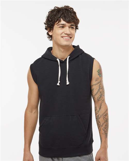 J. America 8877 Men's Triblend Sleeveless Hooded Sweatshirt