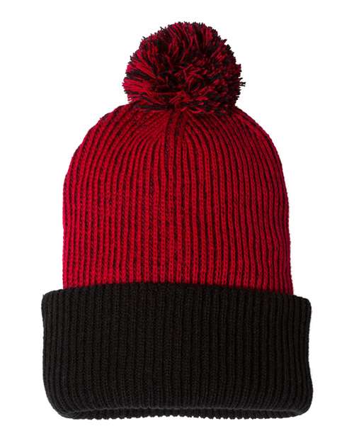 Sportsman - 12" Speckled Pom-Pom Cuffed Beanie - SP70