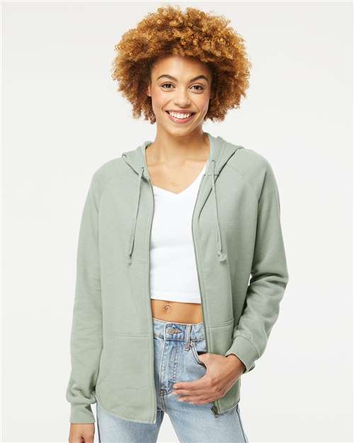 Independent Trading Co. PRM2500Z Women's California Wave Wash Full-Zip Hooded Sweatshirt