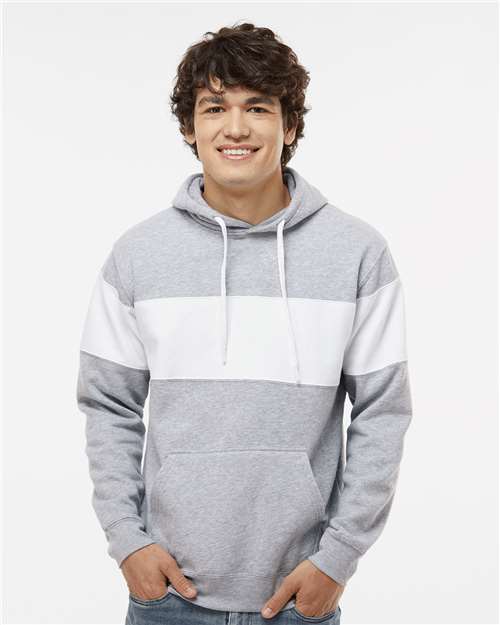 J. America 8644 Men's Varsity Fleece Colorblocked Hooded Sweatshirt